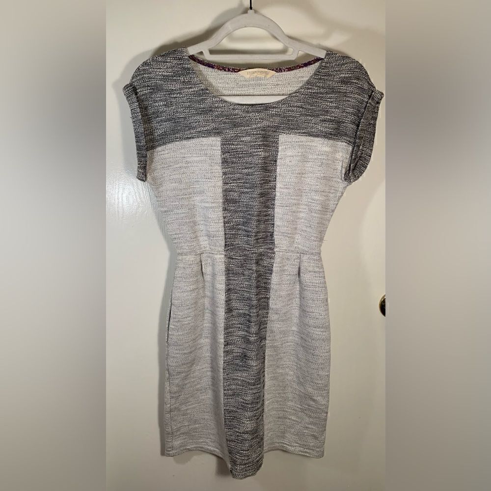 EDMe & ESYLLTE Anthro EUC gray color block sleeveless knit cotton dress Size XS